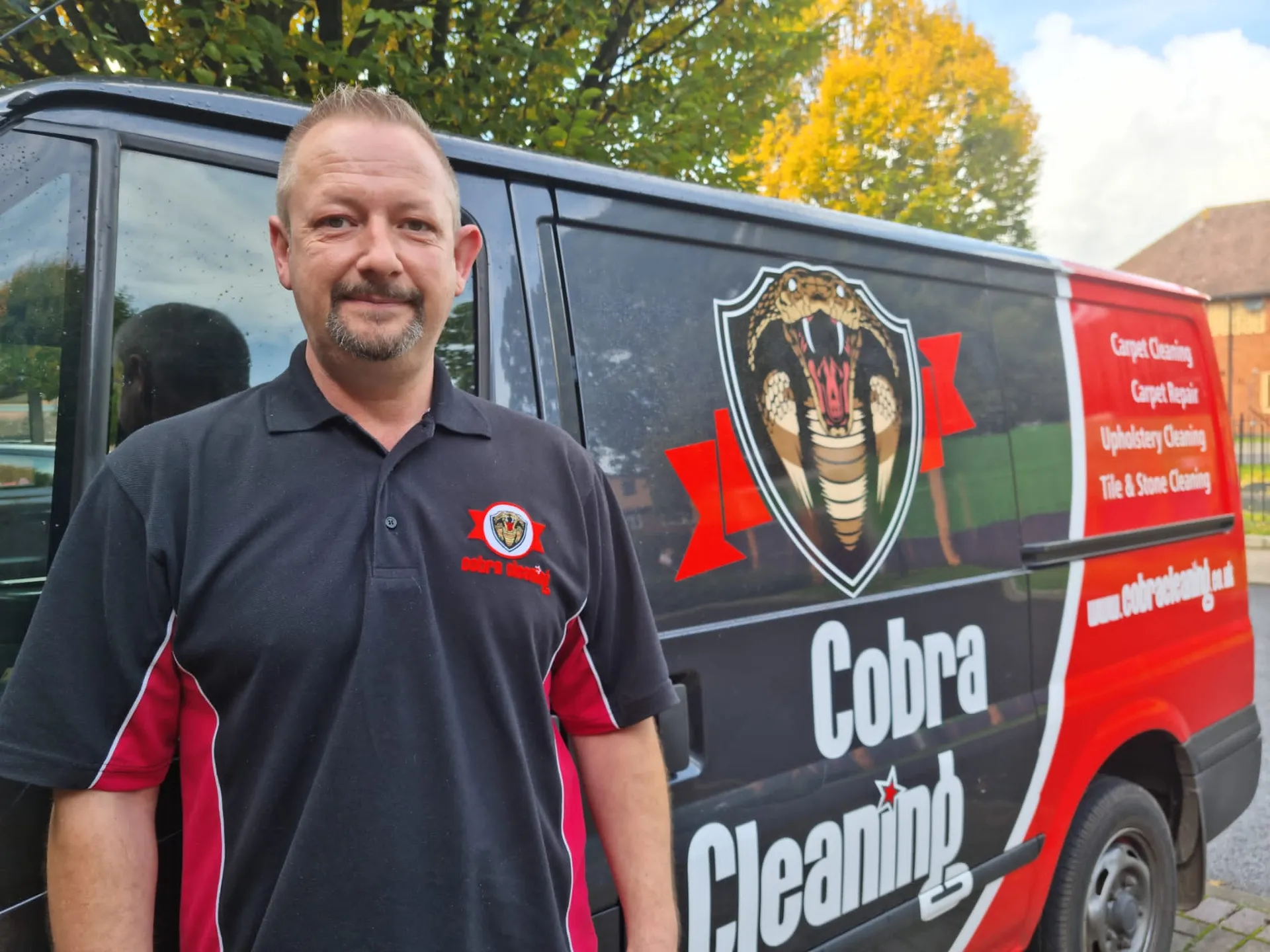 Cobra Cleaning owner Stuart Eveleigh beside the Cobra van
