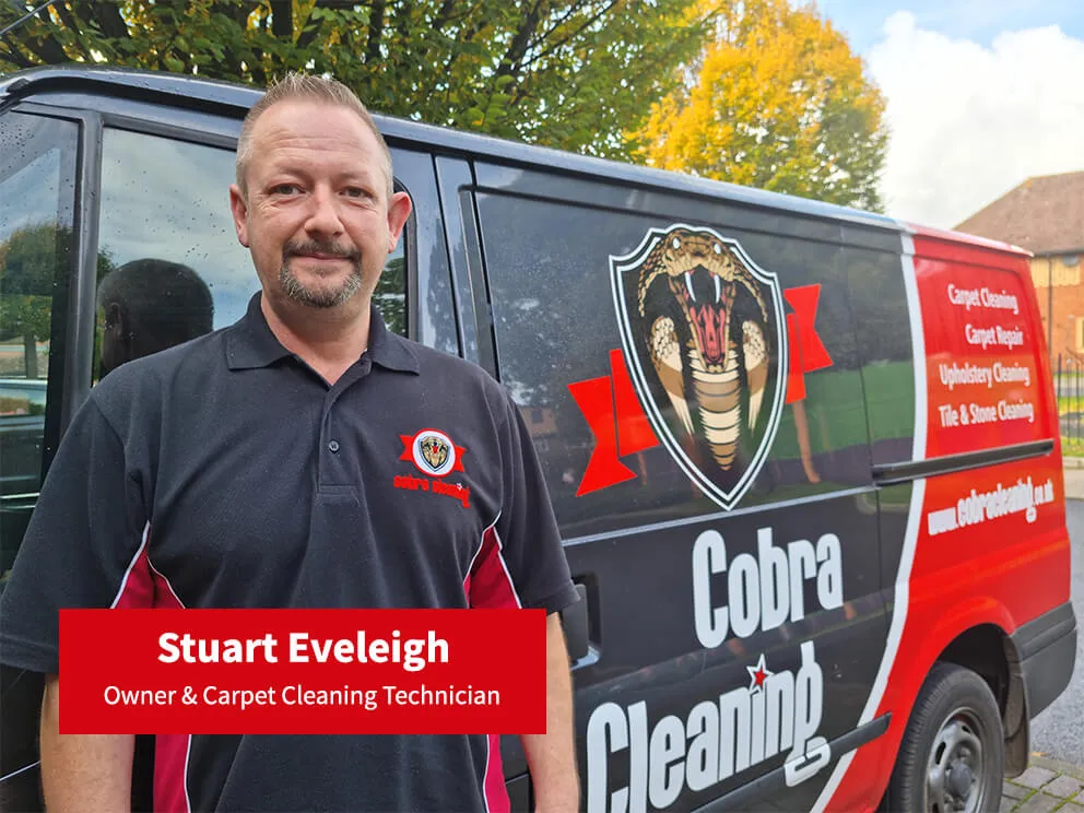 Cobra Cleaning owner Stuart Eveleigh beside the company van